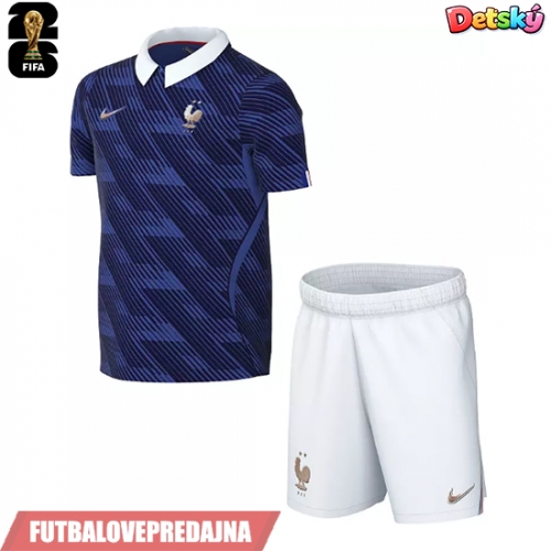 Lacne Dětský Futbalové dres Francúzsko MS 2026 Krátky Rukáv - Domáci (+ trenírky)